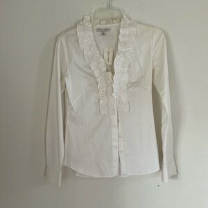 Banana Republic ruffle button down white blouse
